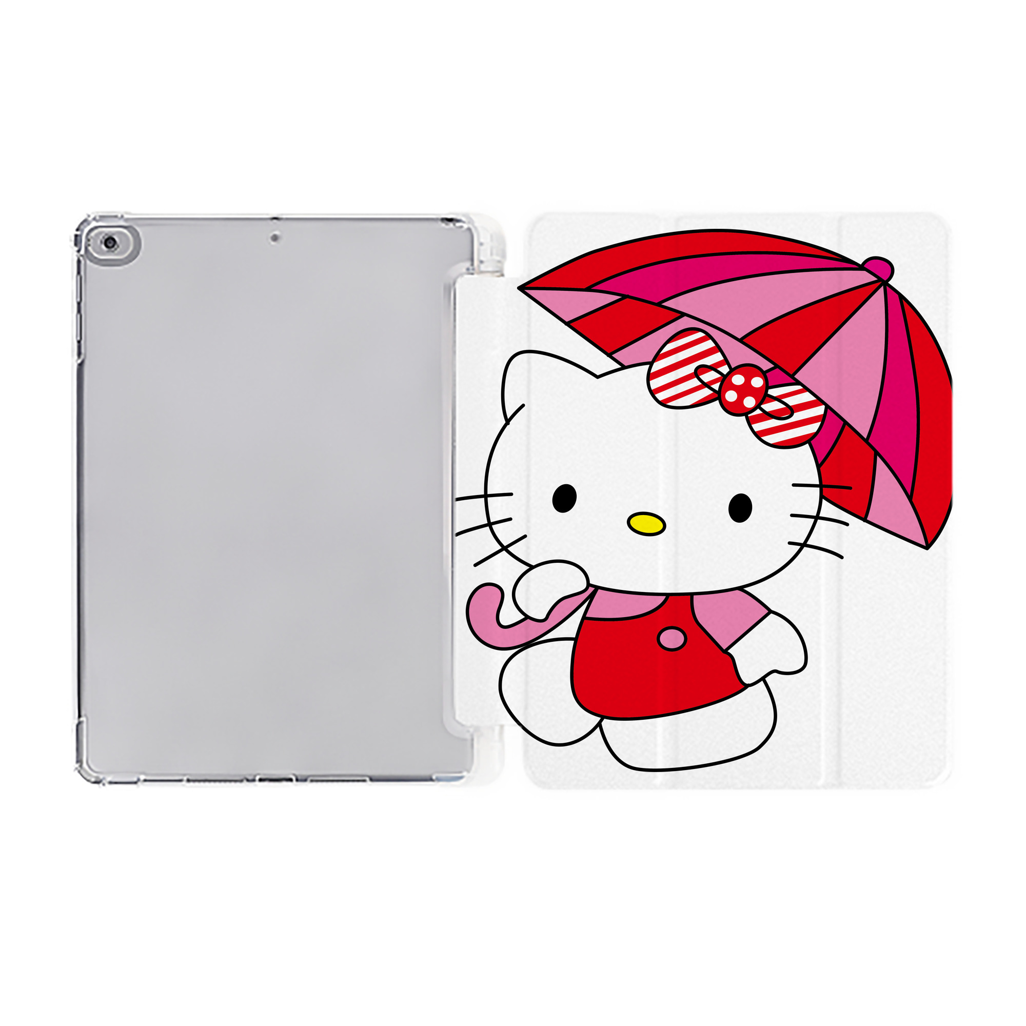 （画像用） Hello Kitty ハローキティ IPad ケース ペン収納付き 三つ折りスタンド PUレザー×シリコン 対応機種9.5/10.5/10.9インチ